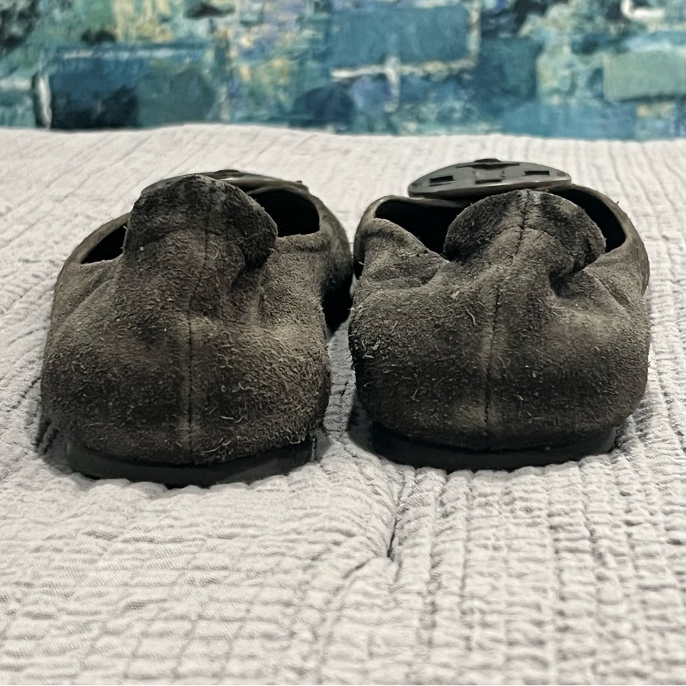 Tory Burch Reva Gray Heron Ballet Flat Suede Sz 8.5 Shoes - Picture 5 of 10